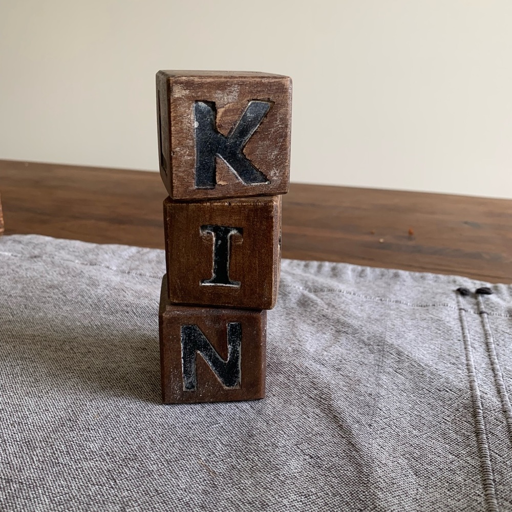 3 Vintage Handcrafted Solid Wooden Letter Blocks for Decor